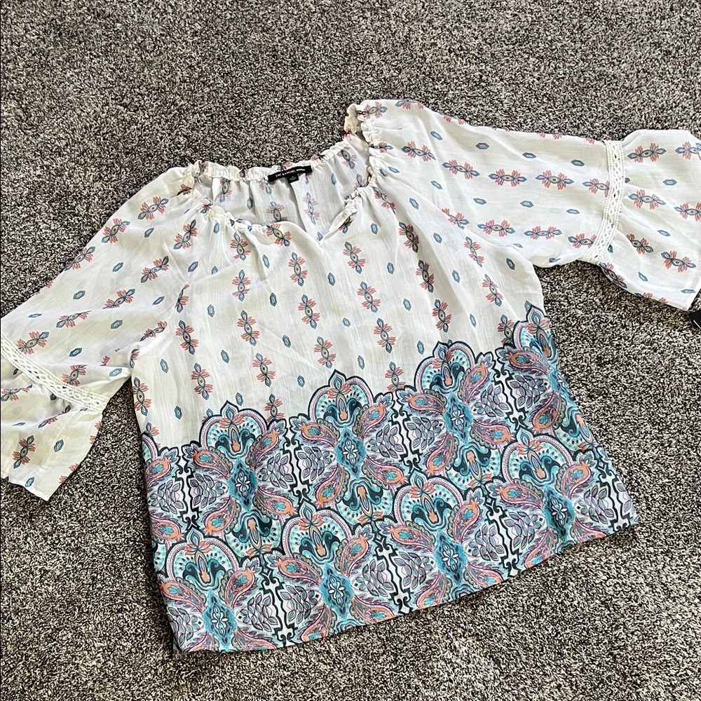 Zac & Rachel Bell Sleeve Blouse Zac & Rachel Woman Paisley Floral Cottagecore